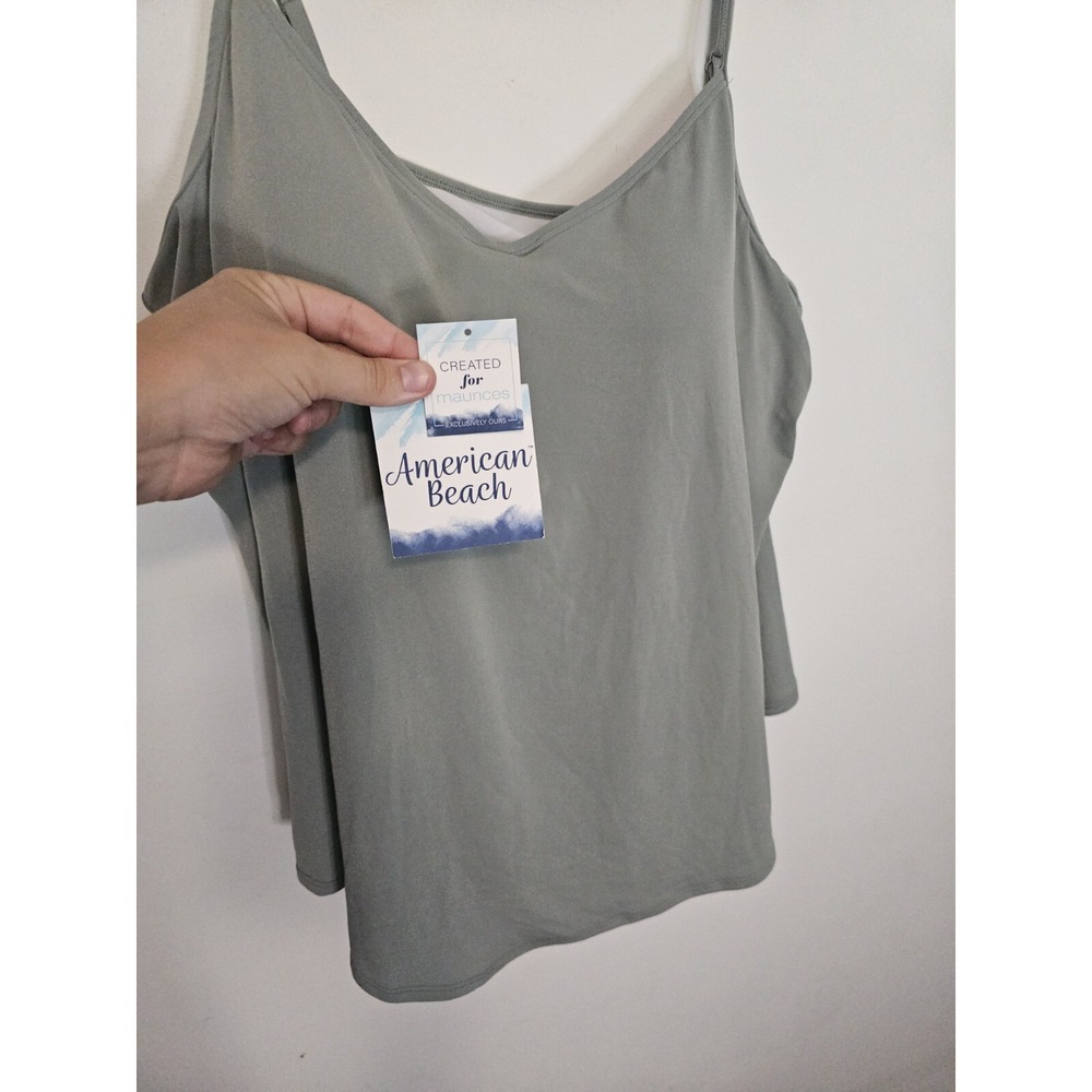 Hanky Hem Tankini Swim‎ Top Xxl Sage Green Beach Pool Summer Coverup - Picture 5 of 7